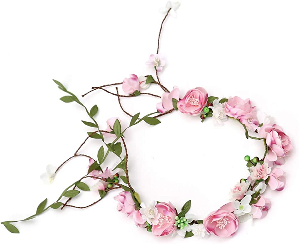 Flower Crown Headband with Adjustable Band for Women Girls Hair Accessories