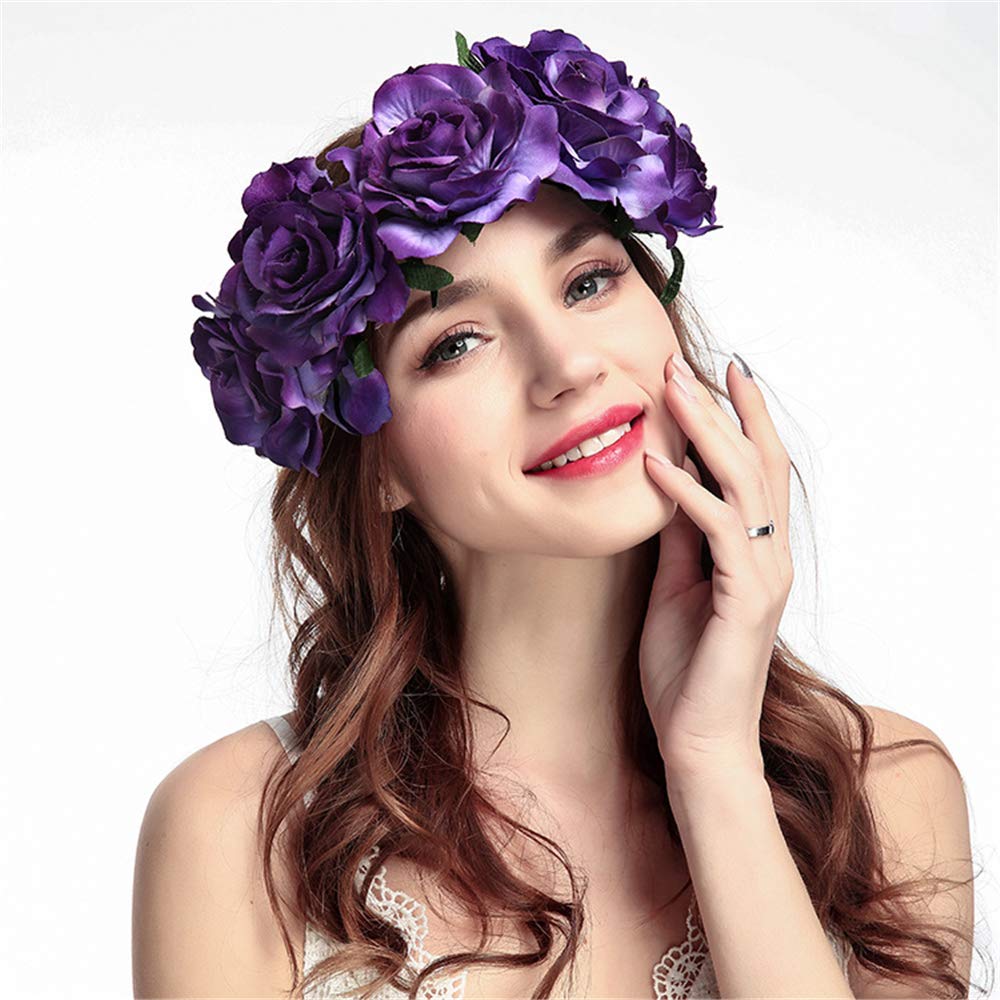 Women & Girls’ Bridal Roses, Flowers Wreath, Crown Headband, Floral Garland Headband, Headband, Headpiece, Headpiece for Festival, Wedding, Party, Halloween #1
