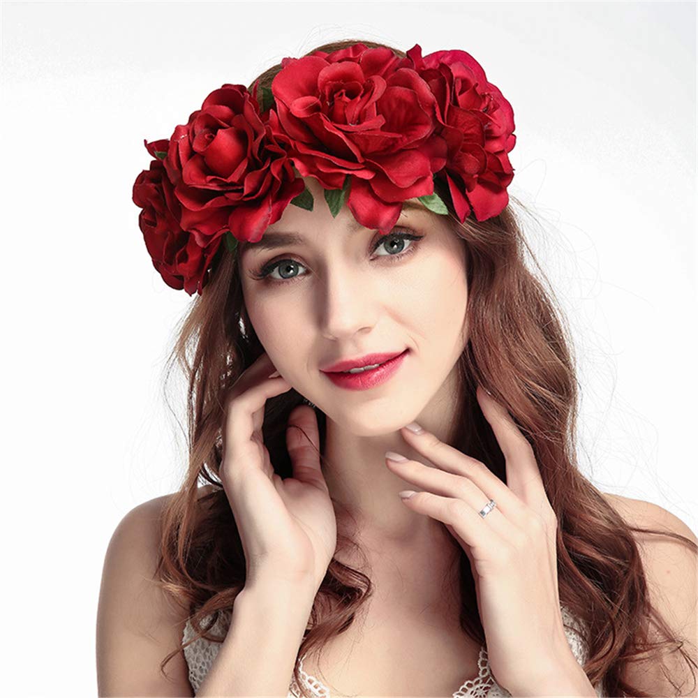 Women & Girls’ Bridal Roses, Flowers Wreath, Crown Headband, Floral Garland Headband, Headband, Headpiece, Headpiece for Festival, Wedding, Party, Halloween #1